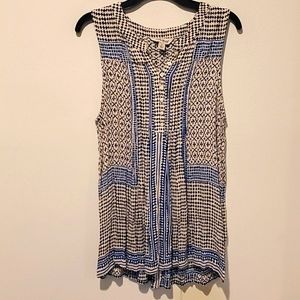 ❤LUCKY BRAND FLOWY HALF BUTTON SLEEVELESS TOP, S